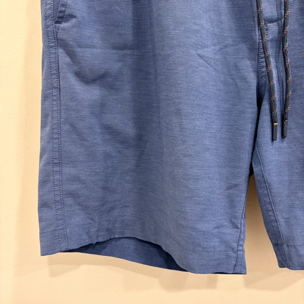 Faherty Mens All Day Short Blue Heathered Elastic Waist Stretch Large Gorpcore